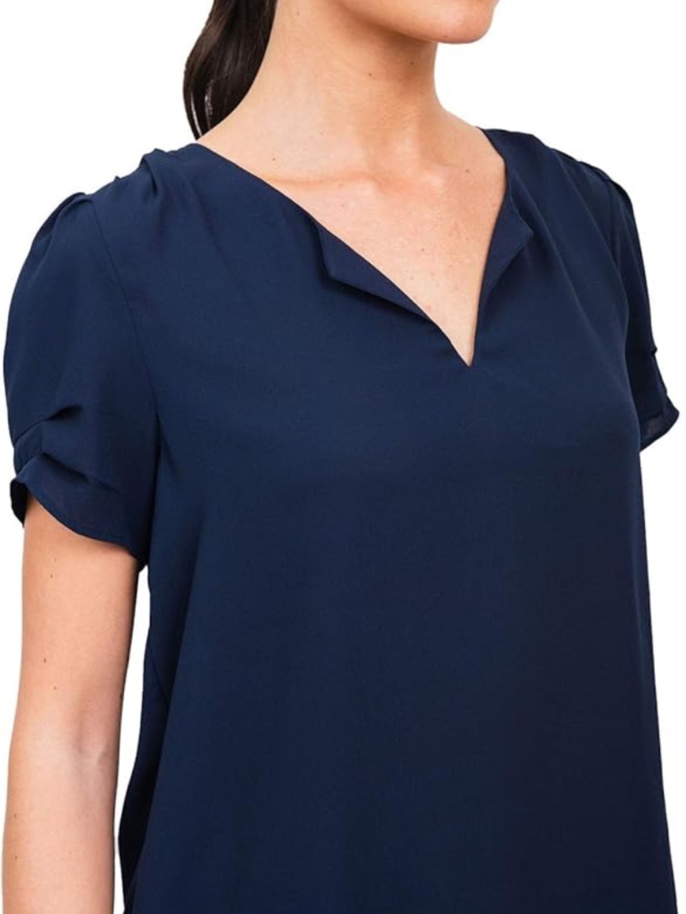 DR2 by Daniel Rainn Women Short Sleeve Split V-Neck Blouse Size XL